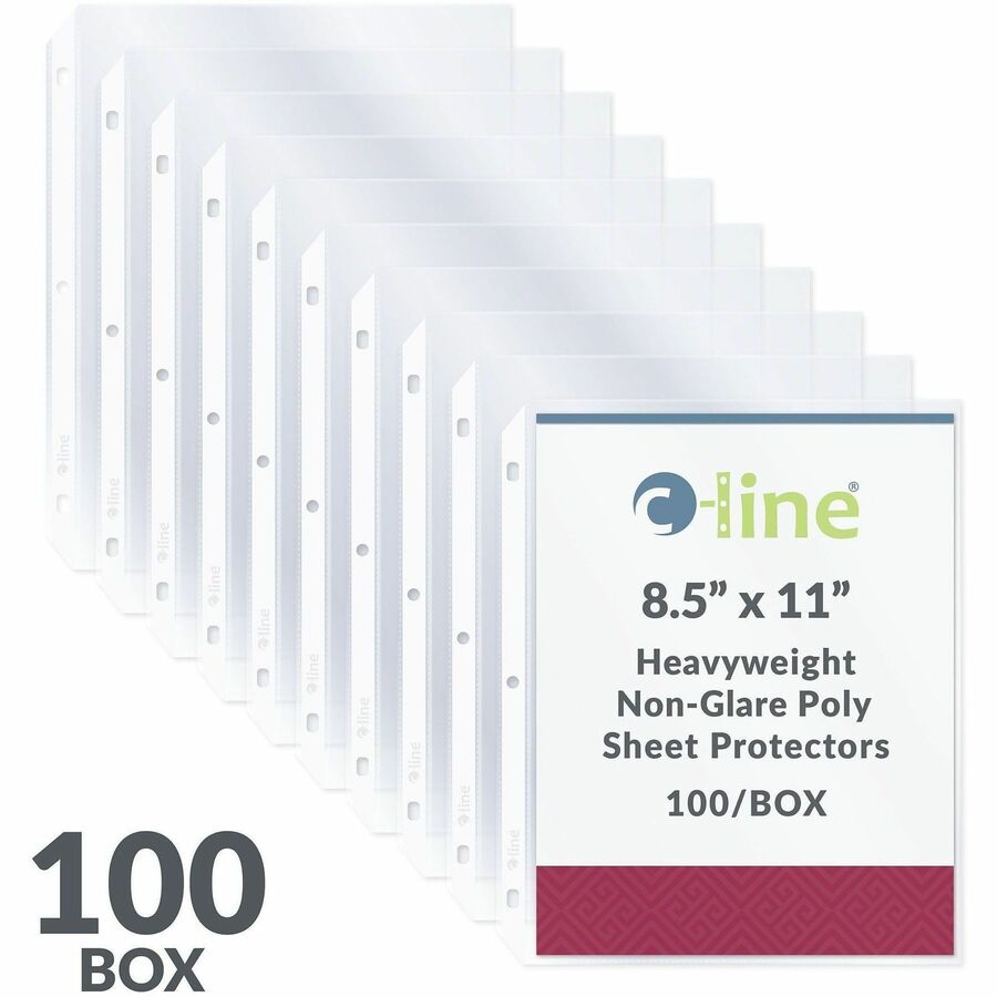 C-Line Poly Top-loading Sheet Protectors, Letter Size, 3-Hole Punched, Non-glare Polypropylene, 100/Box