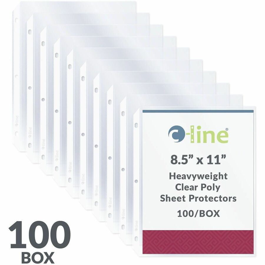 For Letter 8 1/2" x 11" Sheet - 3 x Holes - Ring Binder - Clear - Polypropylene - 100 / Box