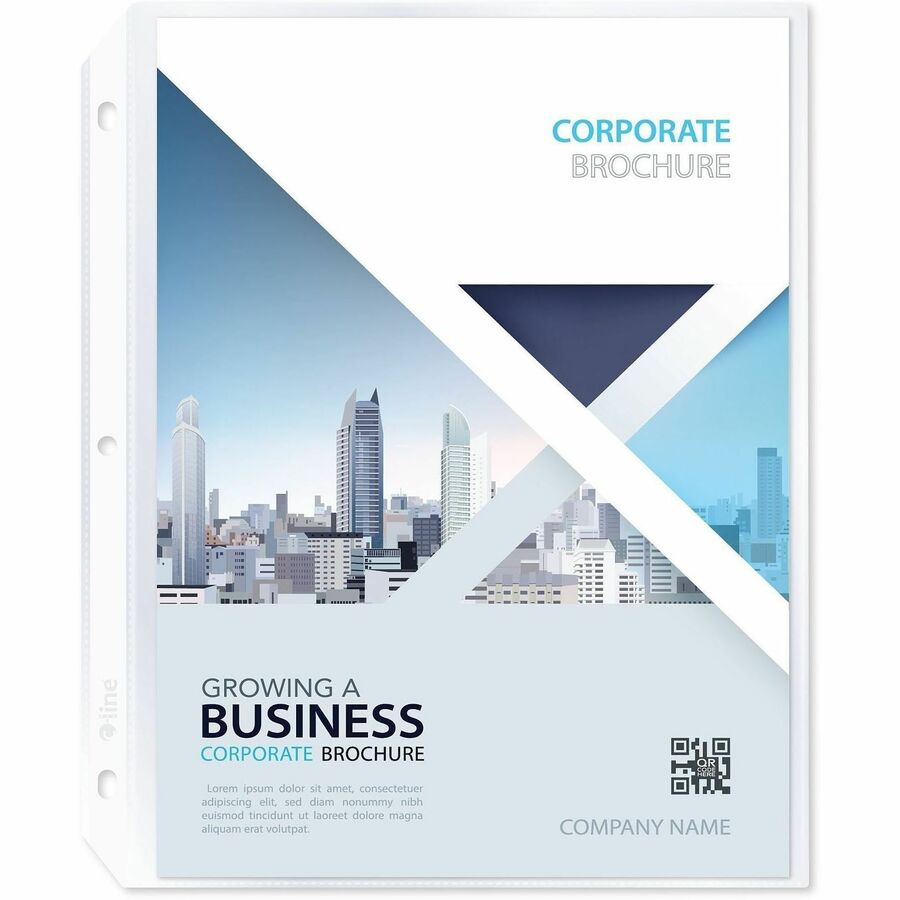 For Letter 8 1/2" x 11" Sheet - 3 x Holes - Ring Binder - Clear - Polypropylene - 100 / Box