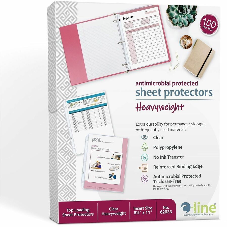 For Letter 8 1/2" x 11" Sheet - 3 x Holes - Ring Binder - Clear - Polypropylene - 100 / Box
