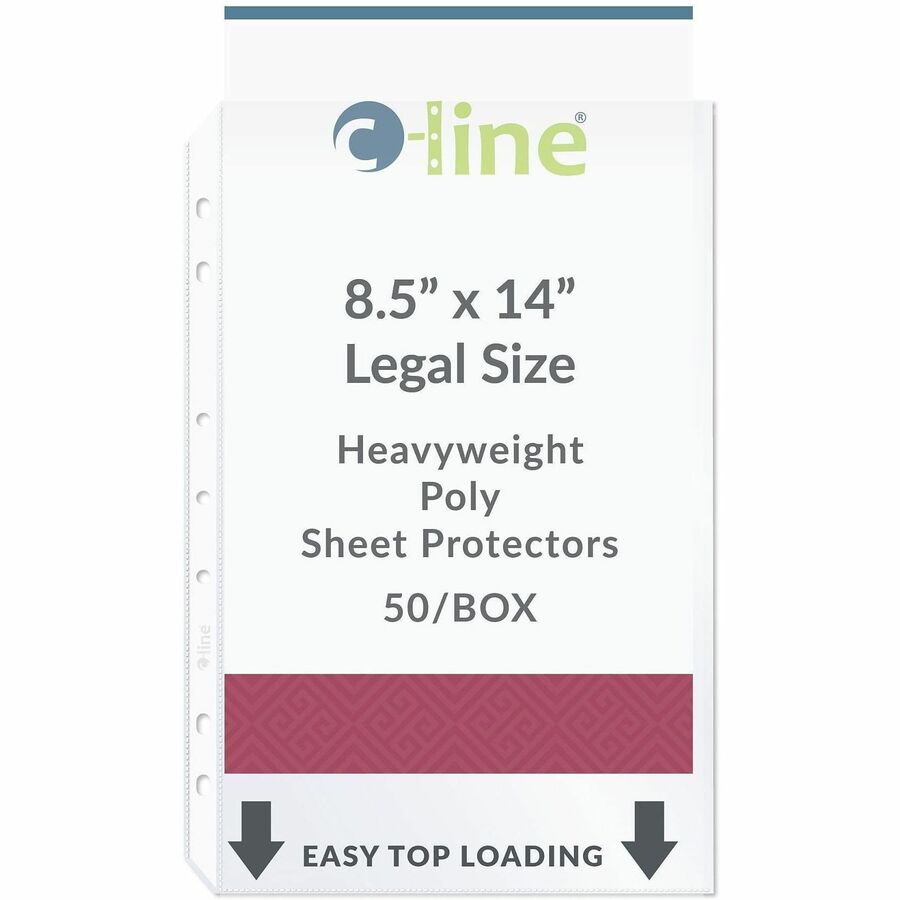 For Legal 8 1/2" x 14" Sheet - 4 x Holes - Ring Binder - Clear - Polypropylene - 50 / Box