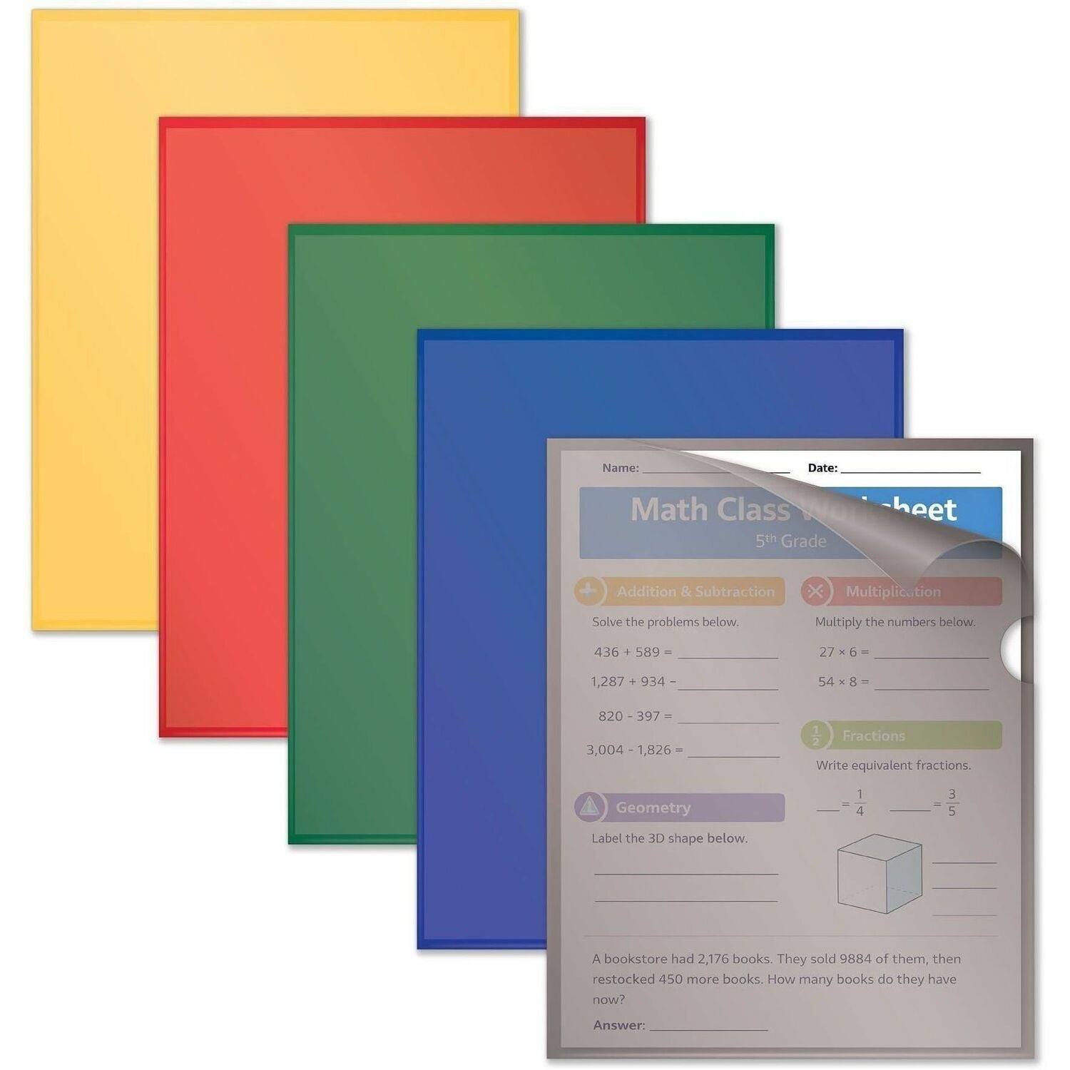 C-Line Letter Project File - 8 1/2" x 11" - Polypropylene - Assorted - Tear Resistant, Static-free, Non-glare, Copy Safe - 25 / Box