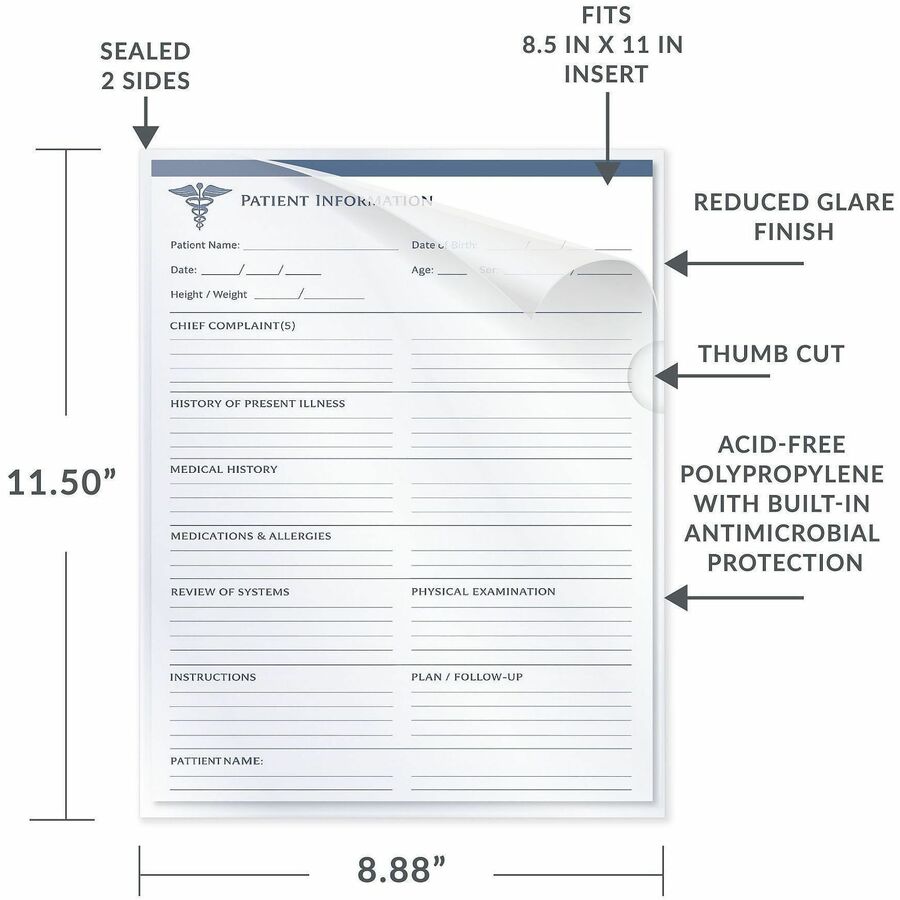 C-Line Letter Project File - 8 1/2" x 11" - Polypropylene - Clear - Heavyweight - 25 / Box