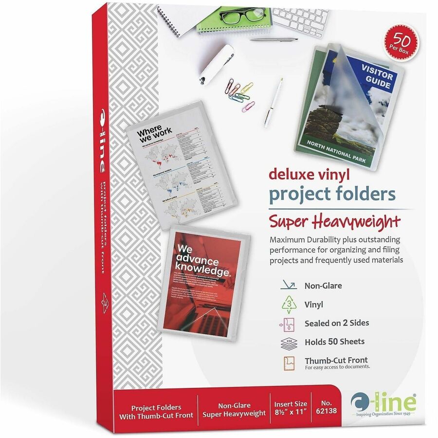 C-Line Letter Project File - 8 1/2" x 11" - Vinyl - Clear - Heavyweight Cover - 50 / Box
