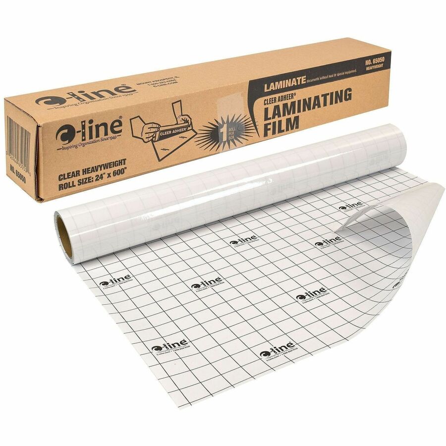 C-Line Cleer-Adheer Laminating Sheets, 24" x 50 ft, 2 mil Thickness, Clear, Tear Resistant, Waterproof, Heavyweight, 1 Roll