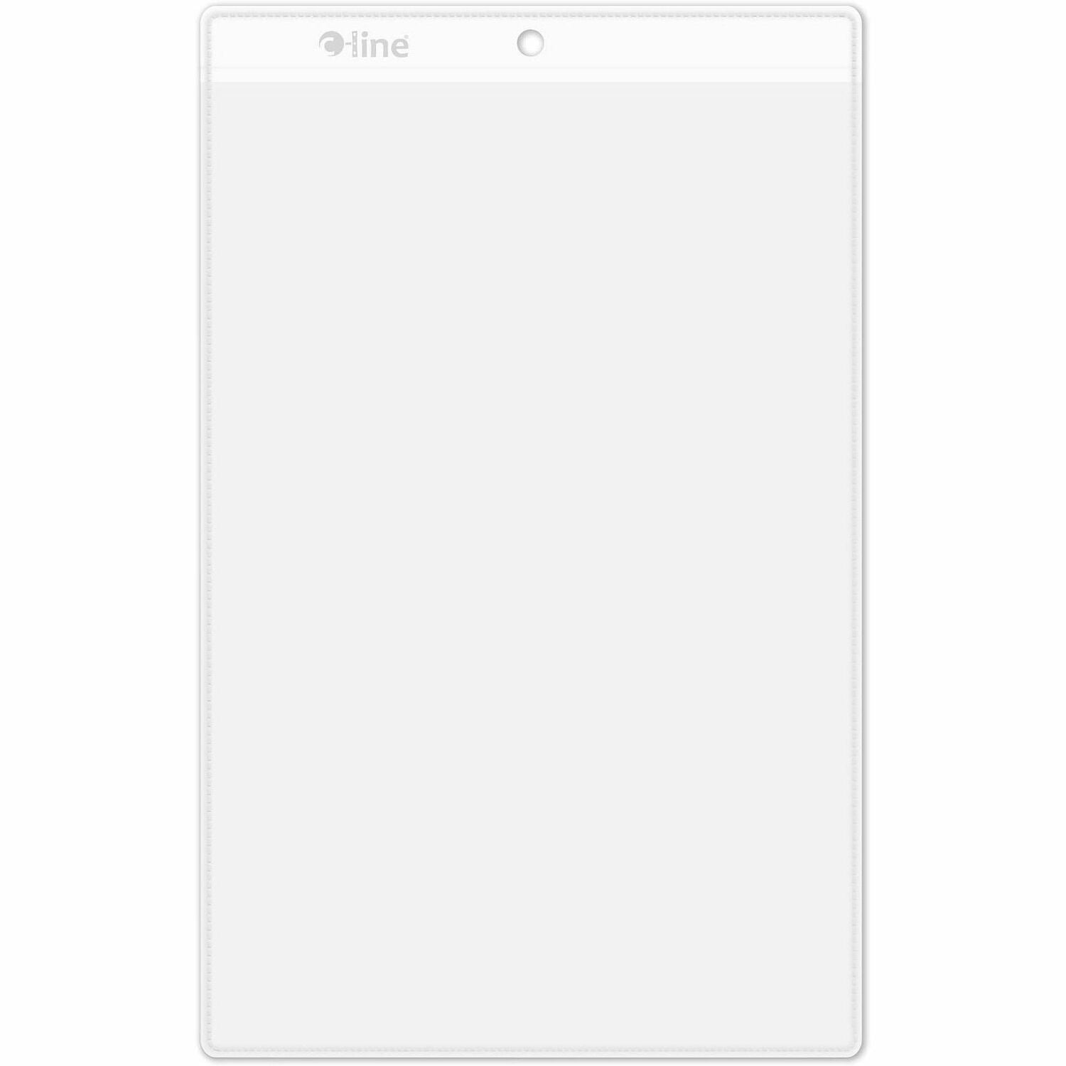 C-Line Vinyl File Pocket - 8" x 5" - Vinyl - Clear - Punched - 50 / Box
