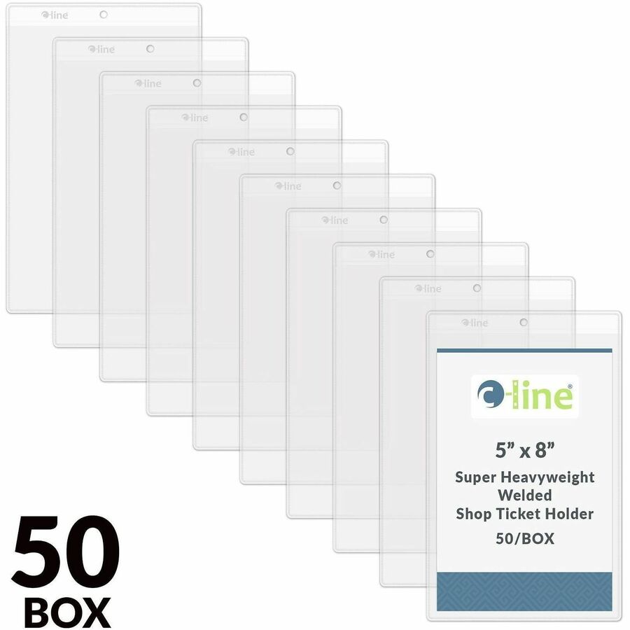 C-Line Vinyl File Pocket - 8" x 5" - Vinyl - Clear - Punched - 50 / Box