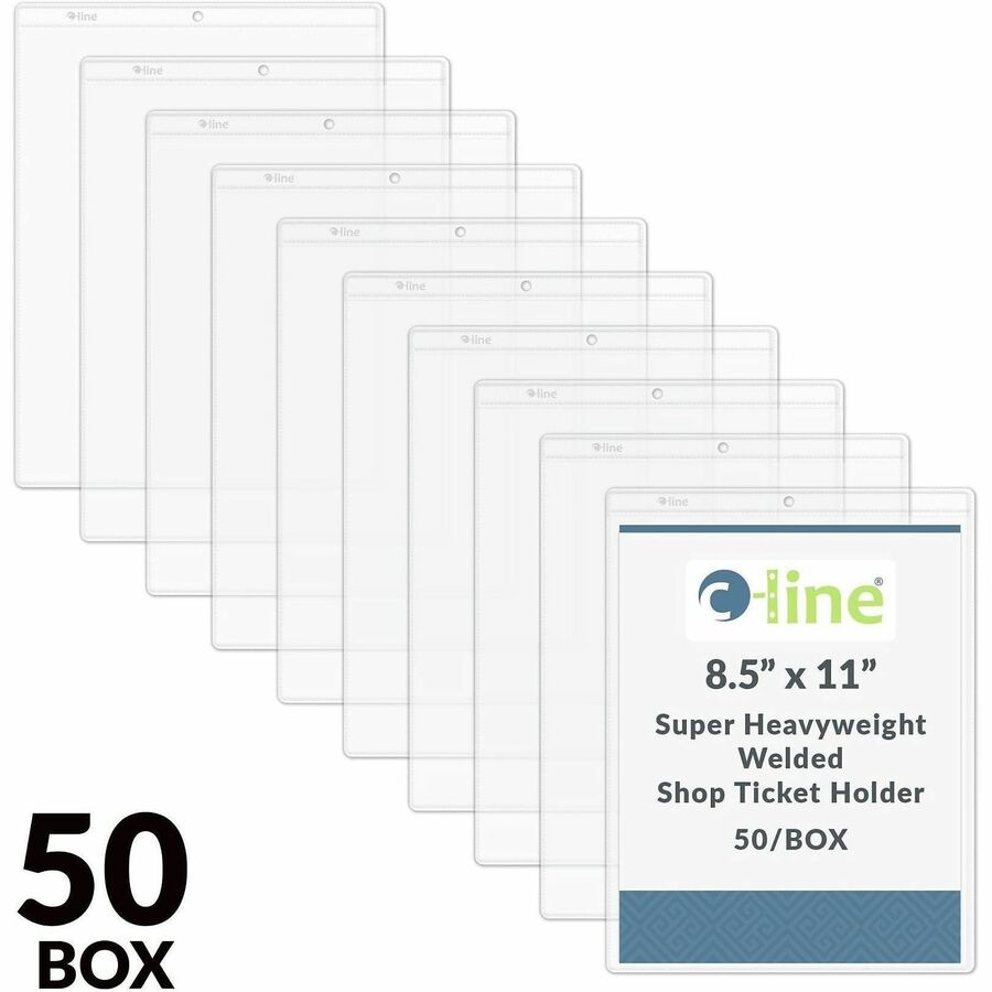 C-Line Letter Vinyl File Pocket - 8 1/2" x 11" - Vinyl - Clear - Punched - 50 / Box