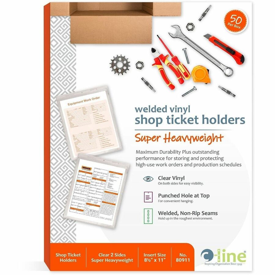 C-Line Letter Vinyl File Pocket - 8 1/2" x 11" - Vinyl - Clear - Punched - 50 / Box