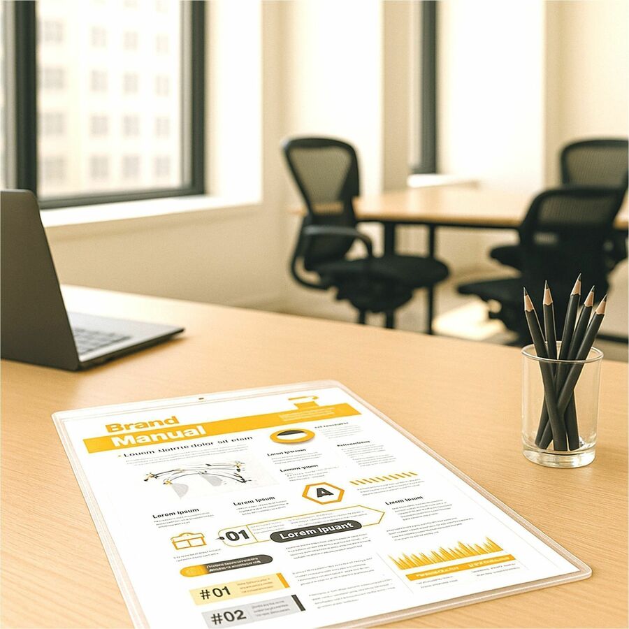 C-Line Letter Vinyl File Pocket - 8 1/2" x 11" - Vinyl - Clear - Punched - 50 / Box