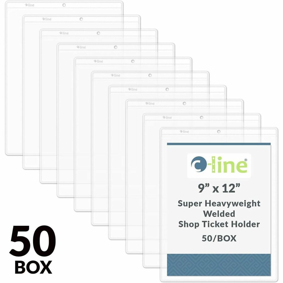 C-Line Vinyl File Pocket - 9" x 12" - Vinyl - Clear - Punched - 50 / Box
