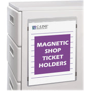 C-Line Magnetic Shop Ticket Holders - Support 9" x 12" Media - Vinyl - Clear - Durable - 15 / Box