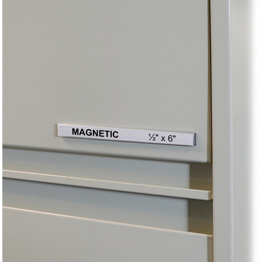 C-Line Magnetic Shelf/Bin Label Holders - 0.5" Width x 6" Length - Plastic - Clear - 10 / Box