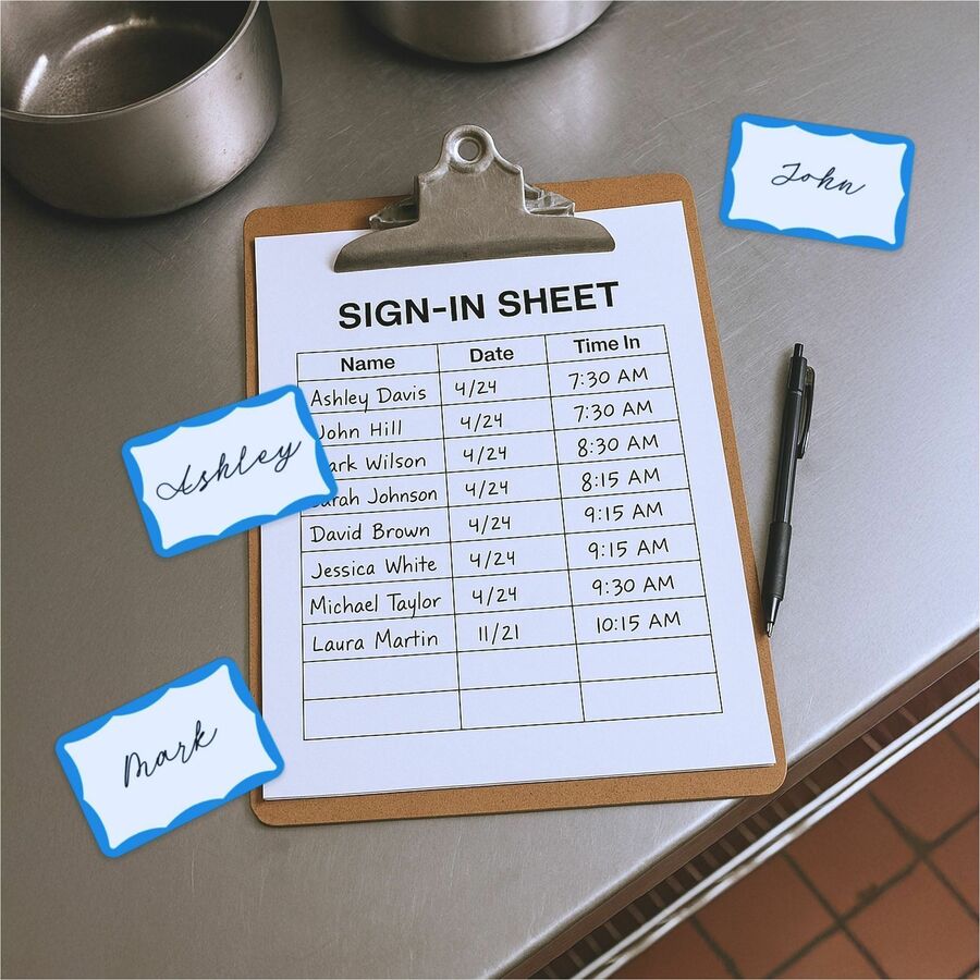 C-Line Self-adhesive Color Border Name Badges - 3 1/2" Width x 2 1/4" Length - Removable Adhesive - Rectangle - Blue - Self-adhesive - 100 / Box