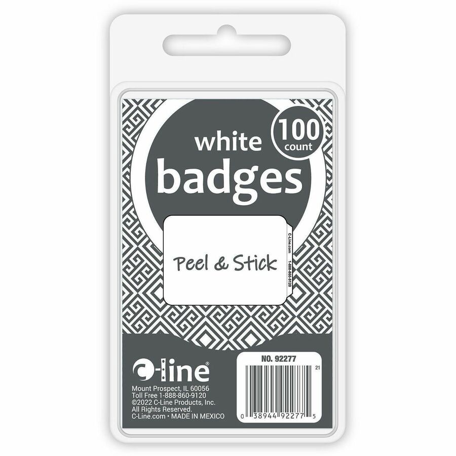 3 1/2" Width x 2 1/4" Length - Removable Adhesive - Rectangle - White - Self-adhesive - 100 / Box