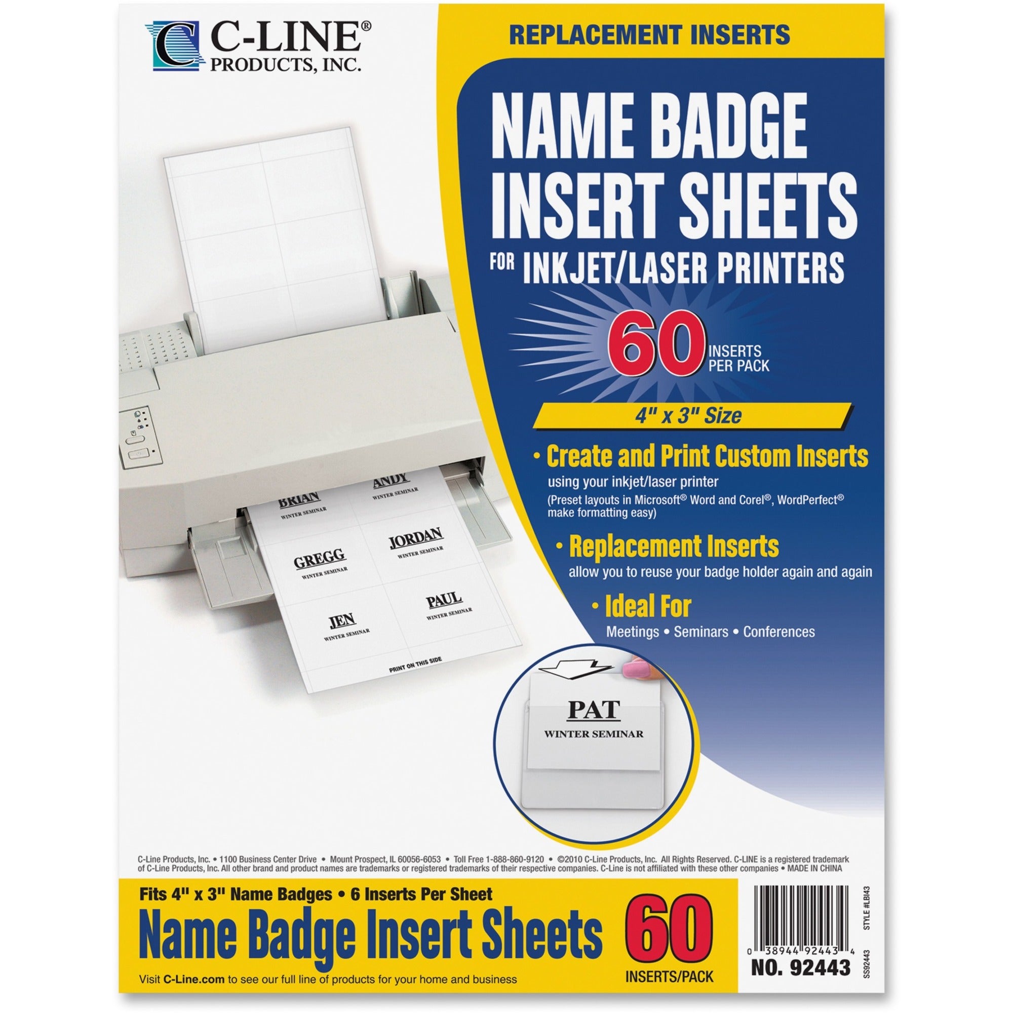 4" Width x 3" Length - Rectangle - Laser, Inkjet - White - 6 / Sheet - 1 Pack