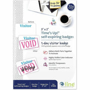 Visitor - 3" Width x 2" Length - Removable Adhesive - Rectangle - White - Self-adhesive, Tamper Resistant - 100 / Box
