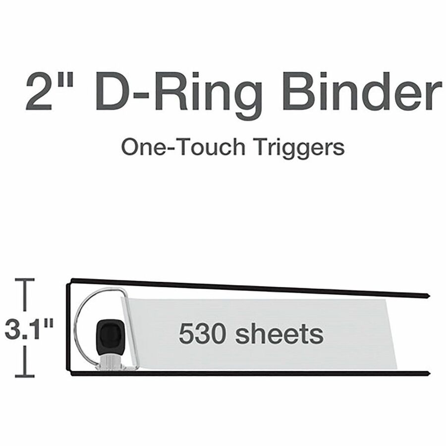 Cardinal Premier ONE-TOUCH Easy Open Locking Slant-D Ring Binder, 2" Capacity, 3" Spine, 3 Rings, 530 Sheet Capacity, 4 Pockets, Letter Size, White, 1 Each