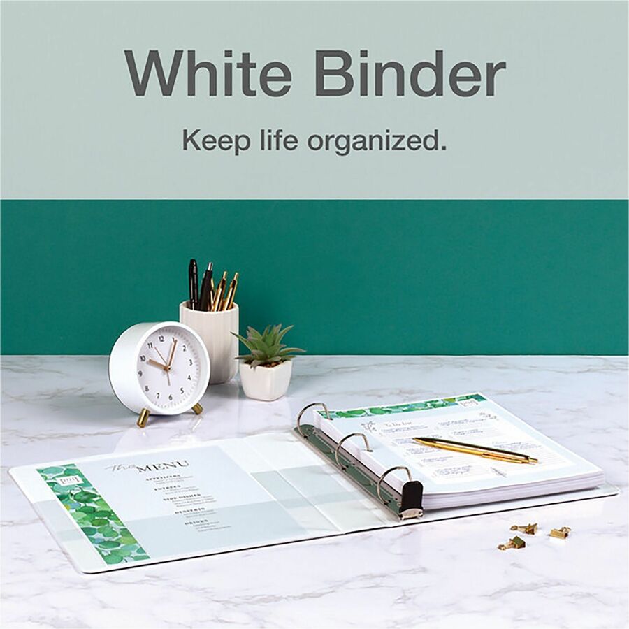 Cardinal Premier ONE-TOUCH Easy Open Locking Slant-D Ring Binder, 2" Capacity, 3" Spine, 3 Rings, 530 Sheet Capacity, 4 Pockets, Letter Size, White, 1 Each
