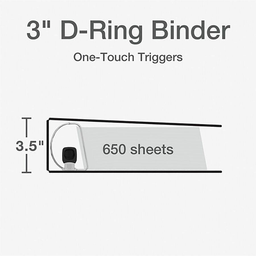 Cardinal Premier ONE-TOUCH Easy Open Locking Slant-D Ring Binder, 3" Capacity, 650 Sheets, Letter Size, 3 Rings, 4 Pockets, White, 1 Each
