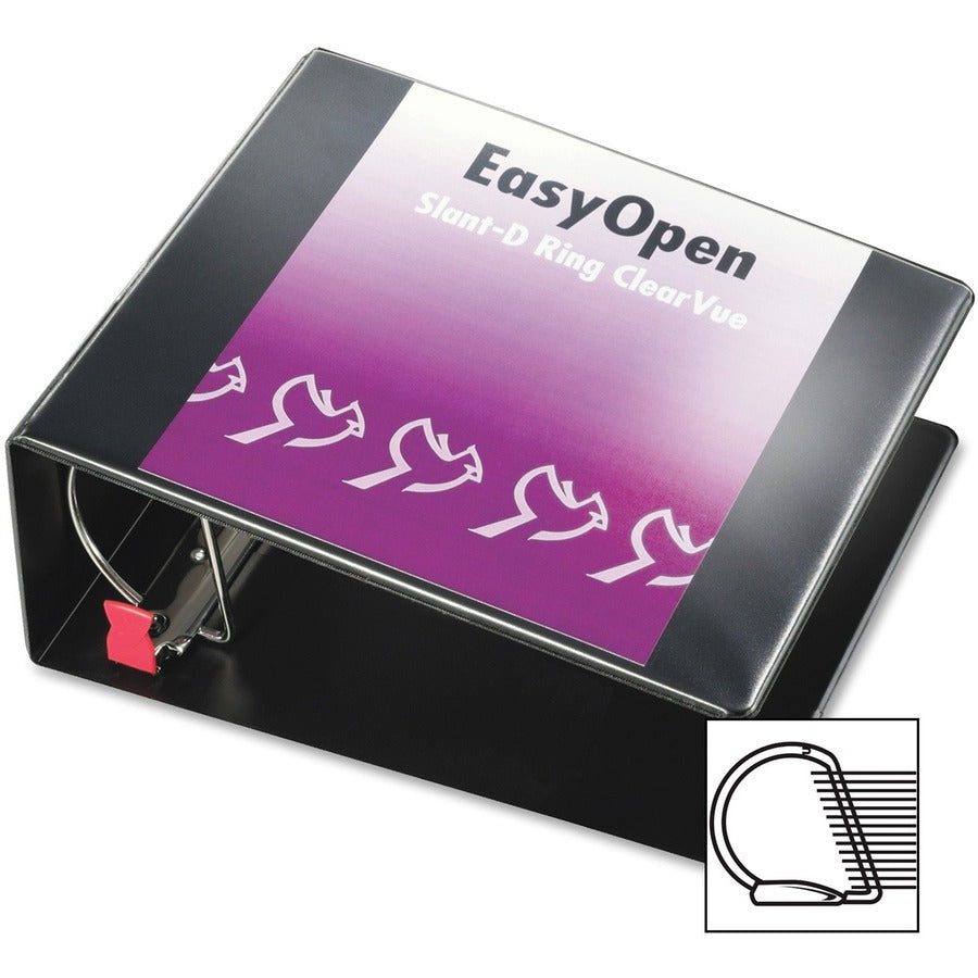 Cardinal Premier ONE-TOUCH Easy Open Locking Slant-D Ring Binder, 5" Capacity, Letter Size, 1050 Sheet Capacity, 3 D-Rings, 4 Pockets, Black, 1 Each