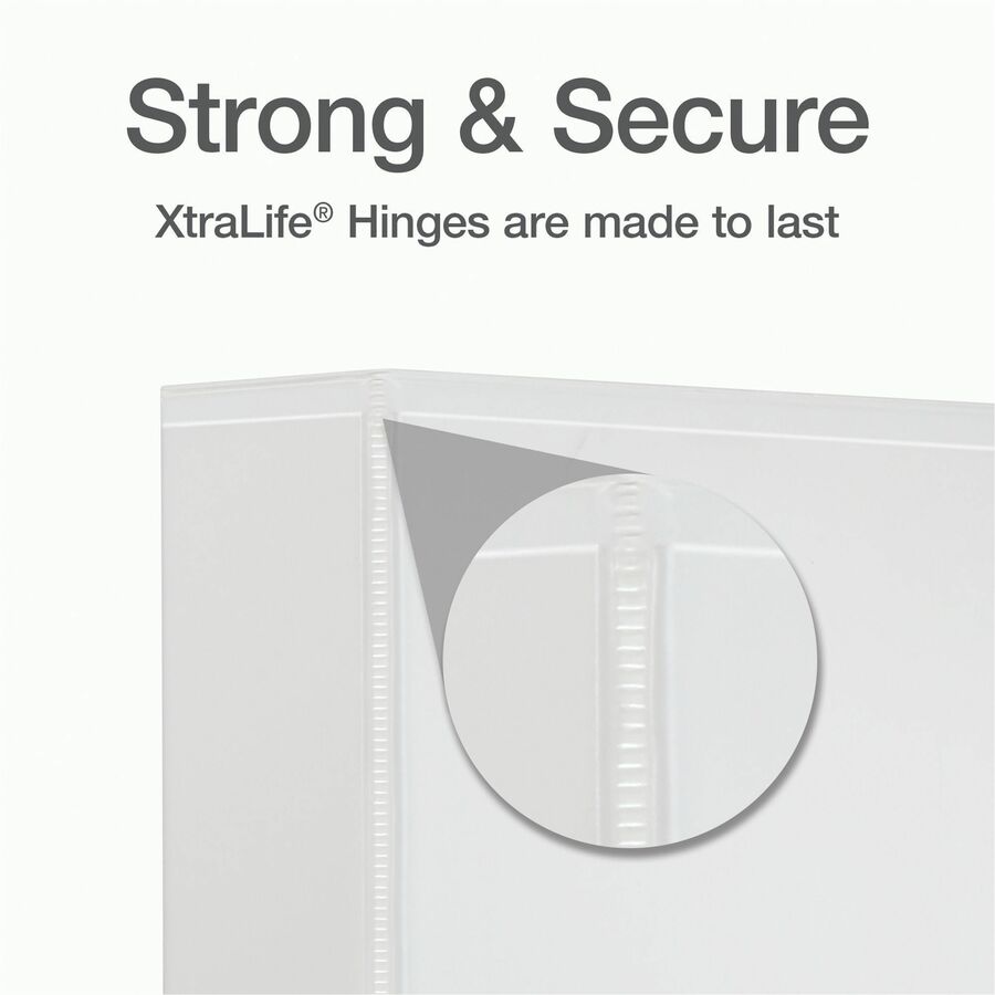 Cardinal Xtralife ClearVue Locking Slant-D Binder, 2" Capacity, 3 D-Rings, Letter Size, 540 Sheet Capacity, 2 Pockets, White, 1 Each