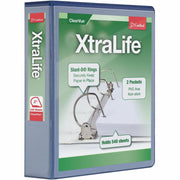 Cardinal Xtralife ClearVue Locking Slant-D Binder, 2" Capacity, 3 D-Rings, Letter Size, 540 Sheet Capacity, 2 Pockets, Blue, 1 Each
