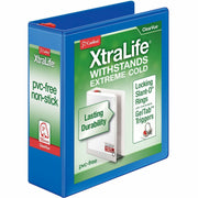 Cardinal Xtralife ClearVue Locking Slant-D 3" Binder, Letter Size, 725 Sheet Capacity, 3 D-Rings, 2 Inside Pockets, Polyolefin, Blue, 1 Each