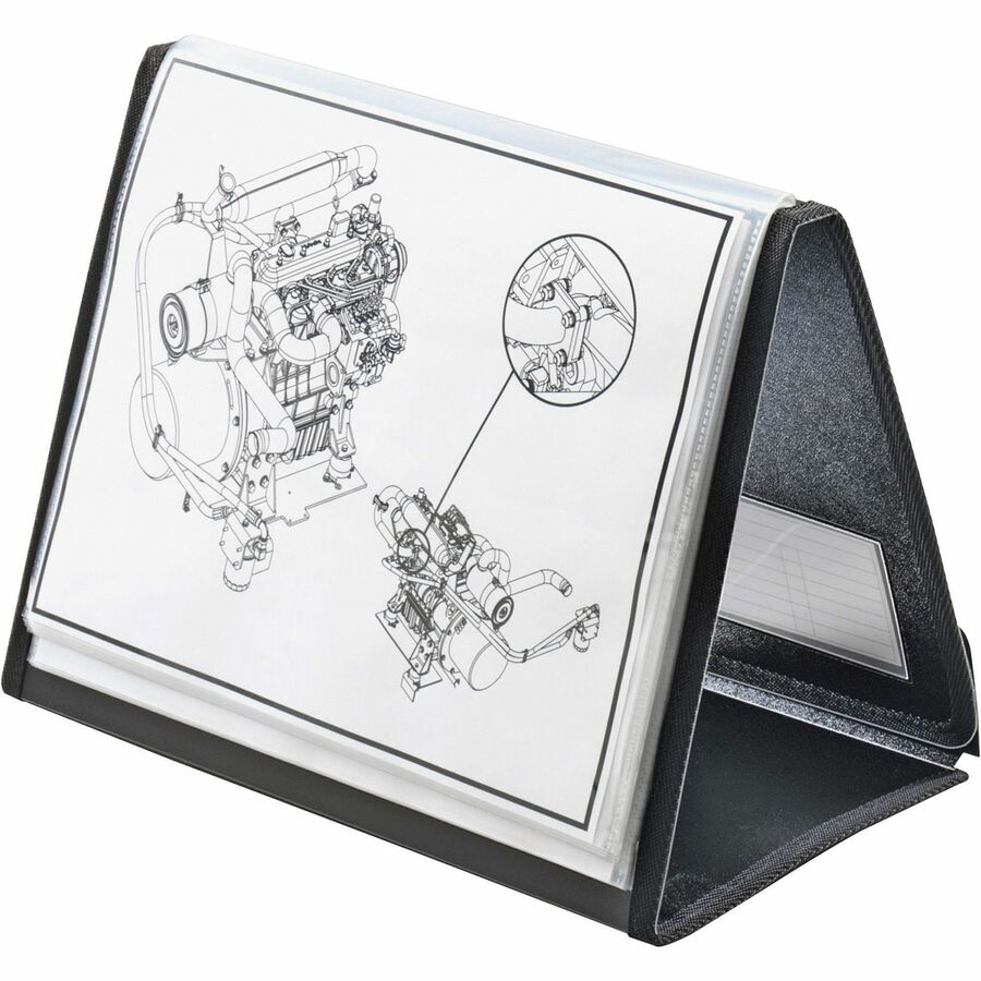 Letter - 8 1/2" x 11" Sheet Size - 40 Sheet Capacity - Pocket(s): 20, Front, Internal - Poly - Black - 13.44 oz - Lightweight, Hook & Loop Closure, Acid-free - 1 Each