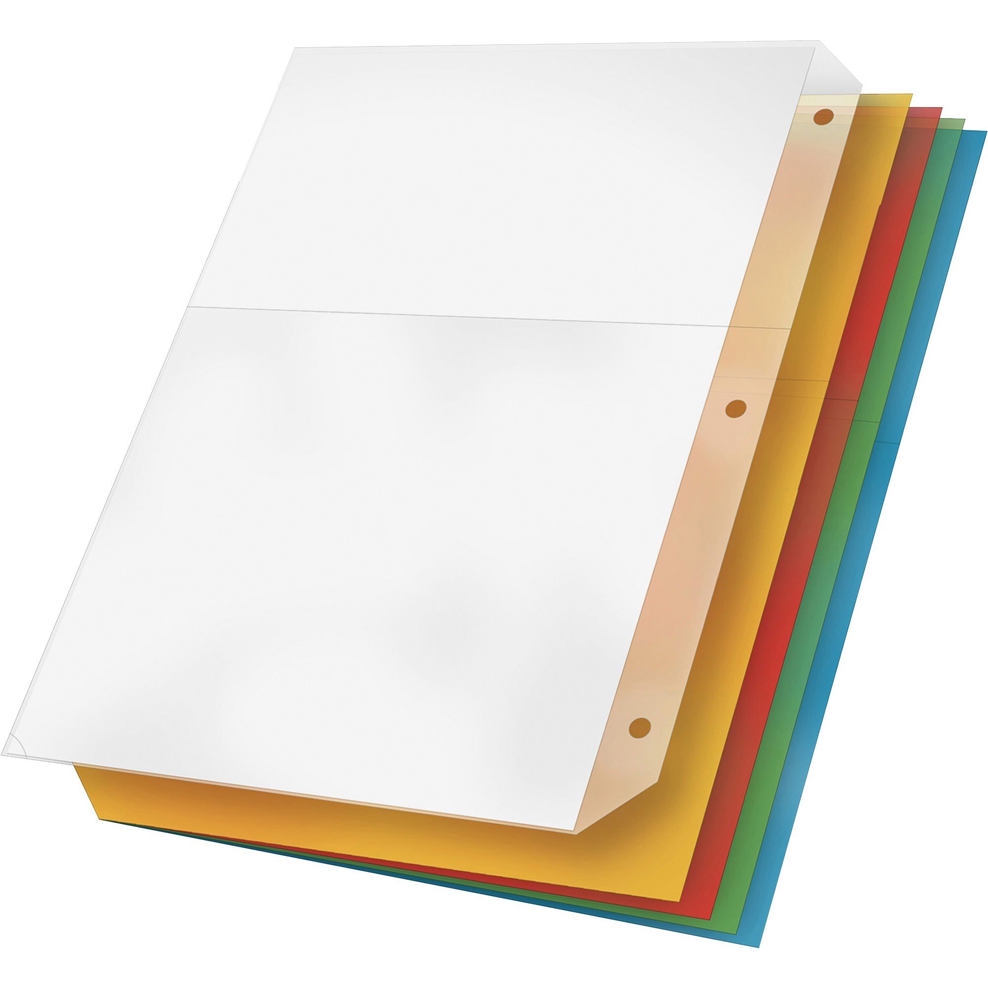Cardinal&reg; Ring Binder Poly Pockets - 11.3" Height x 0.4" Width x 9.8" Length - 40 x Sheet Capacity - For Letter 8 1/2" x 11" Sheet - Ring Binder - Assorted - Polypropylene - 5 / Pack