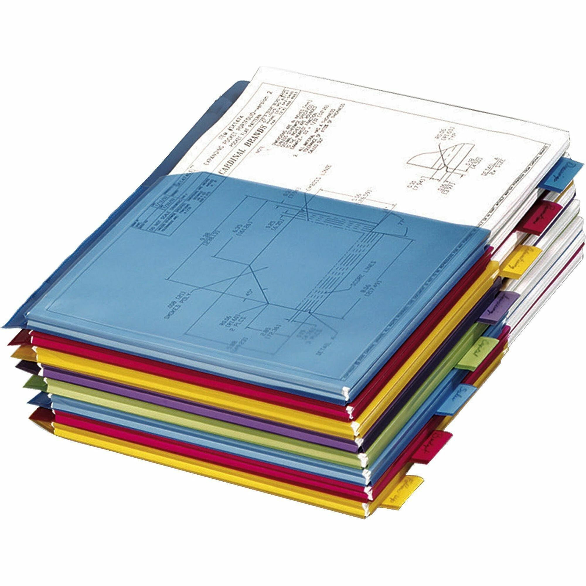 Cardinal Expanding Pocket Poly Divider, 8 Dividers, 8 Multicolor Tabs, Letter Size, 3-Hole Punched, Assorted Polyethylene, 1 Set
