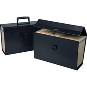 8 1/2" x 11" , 8 1/2" x 14" - 19 Pocket(s) - Assorted Tab Position - Paper - Black - Embossed, Handle, Flap Closure, Textured, Preprinted, Reinforced Gusset, Sturdy, Clasp Closure - 1 Each
