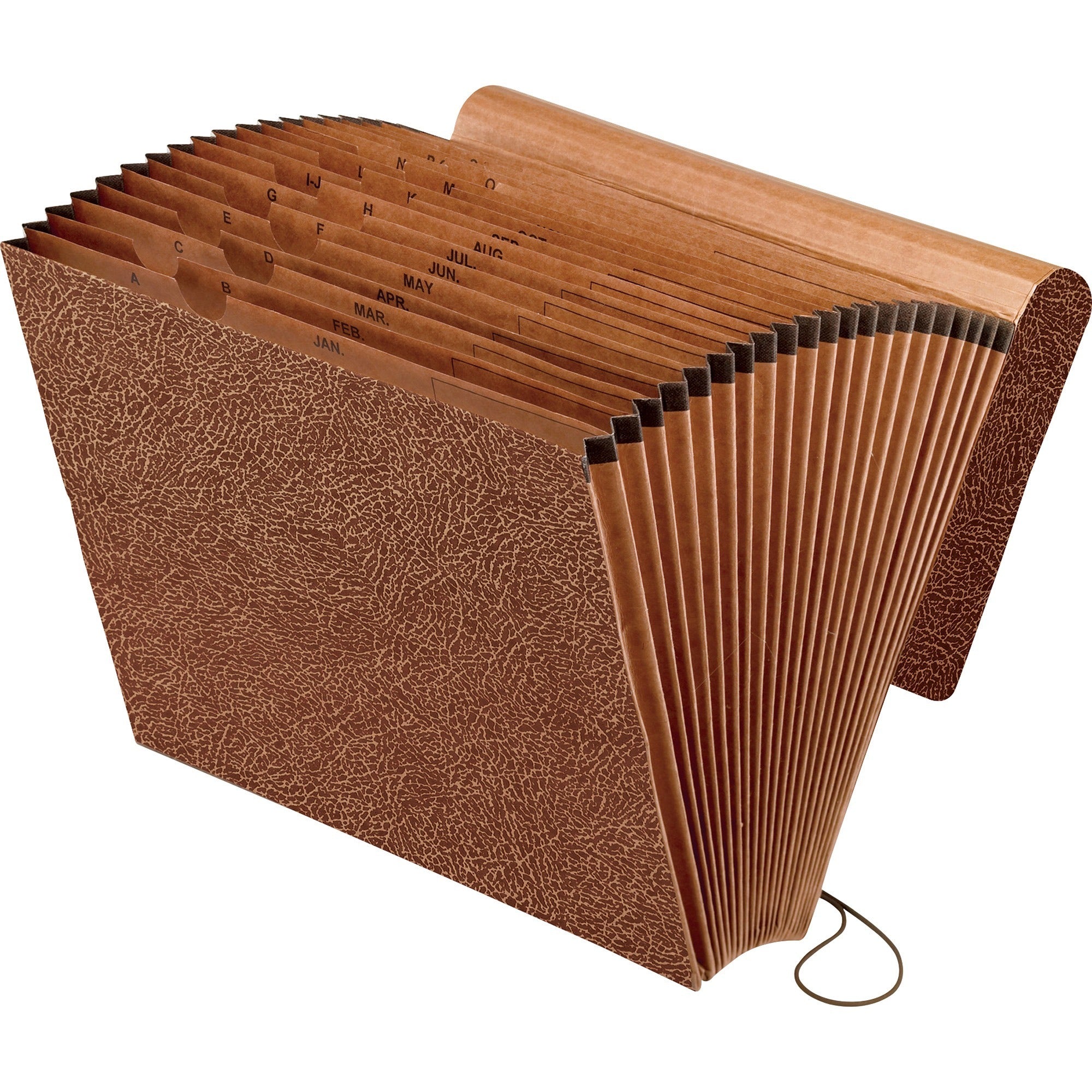 Pendaflex Recycled Expanding File - 21 Pocket(s) - Tyvek, Red Fiber - Red - Elastic Closure, Moisture Resistant, Preprinted, Reinforced Gusset, Tear Resistant - 30% Recycled - 1 Each