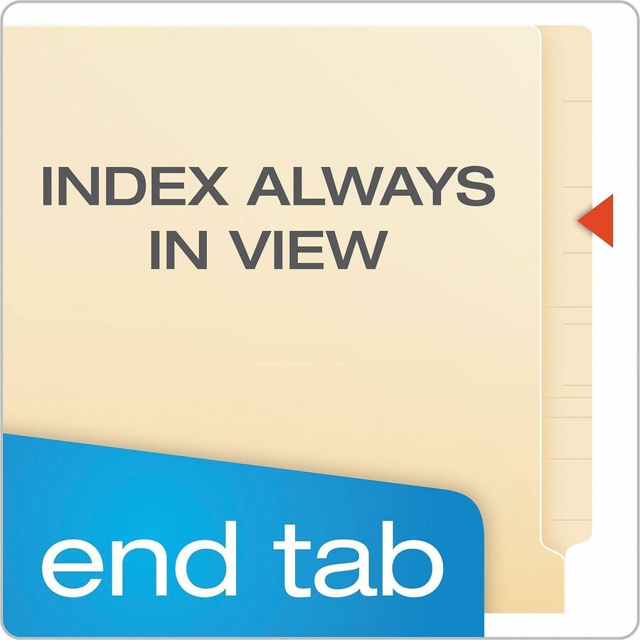 Pendaflex Letter Recycled End Tab File Folder - 8 1/2" x 11" - 14 pt. - 2 Plys - Poly - Manila - Laminated, Reinforced, Tab, Embossed - 10% Recycled - 50 / Box