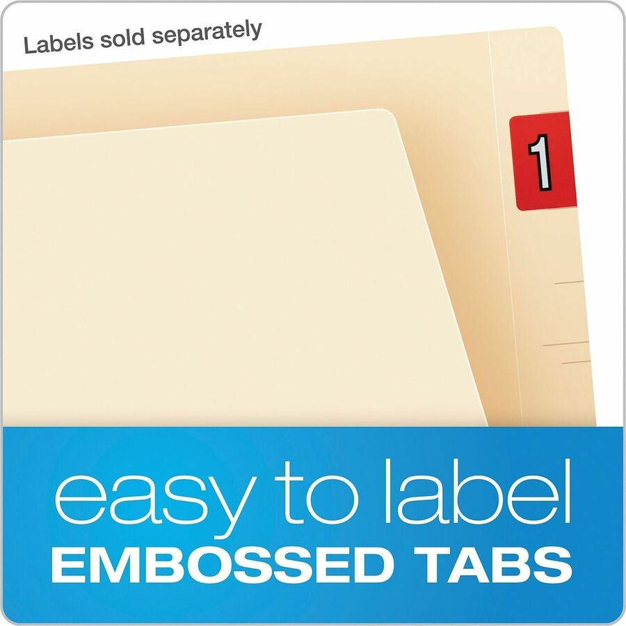 Pendaflex Letter Recycled End Tab File Folder - 8 1/2" x 11" - 14 pt. - 2 Plys - Poly - Manila - Laminated, Reinforced, Tab, Embossed - 10% Recycled - 50 / Box