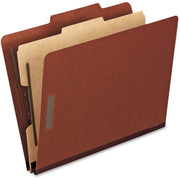 Pendaflex 2/5 Tab Cut Letter Recycled Classification Folders, 8.5" x 11", 2" Expansion, 3 Fasteners, 1 Divider, Red, 25 pt. Pressboard, 65% Recycled, 10/Box