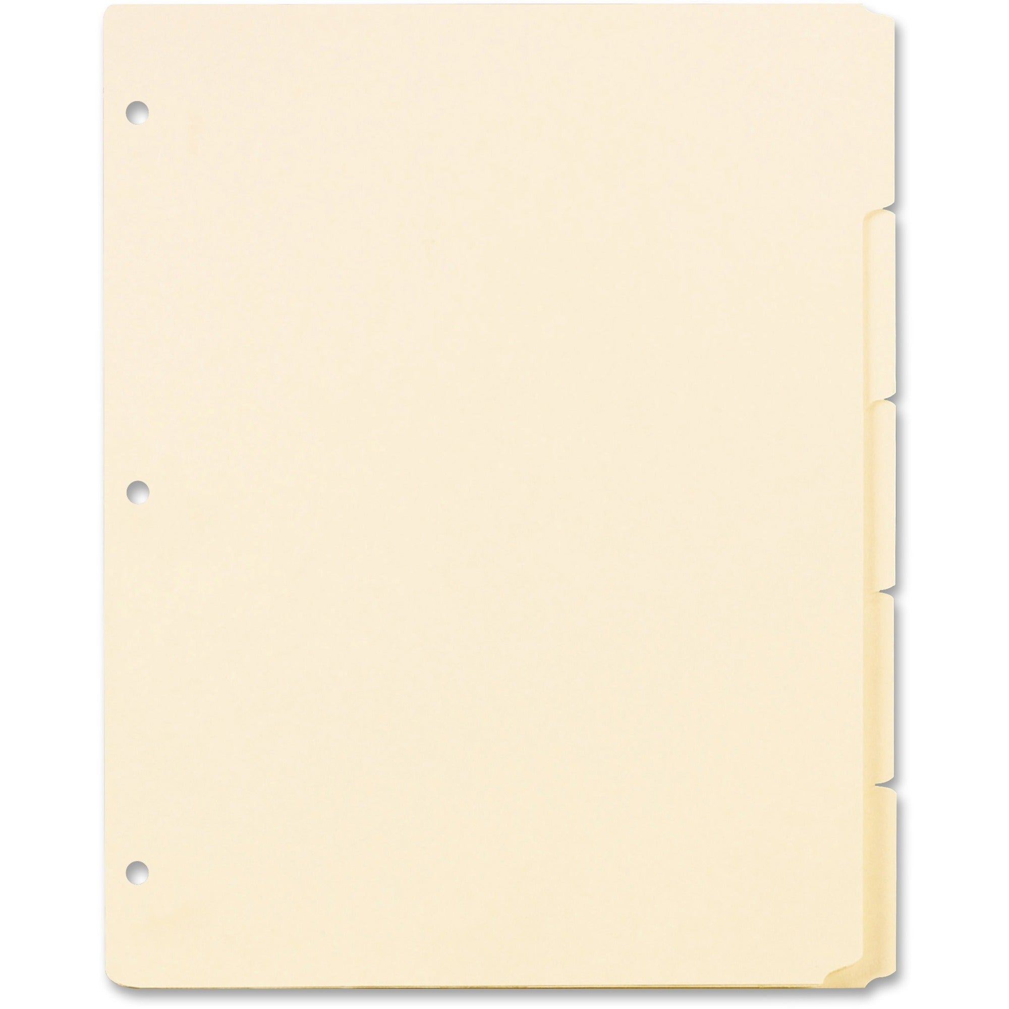 5 x Divider(s) - Blank Tab(s) - 5 Tab(s)/Set - 8.5" Divider Width x 11" Divider Length - 3 Hole Punched - Manila Tab(s) - 10% Recycled - Punched, Acid-free - 1 Box