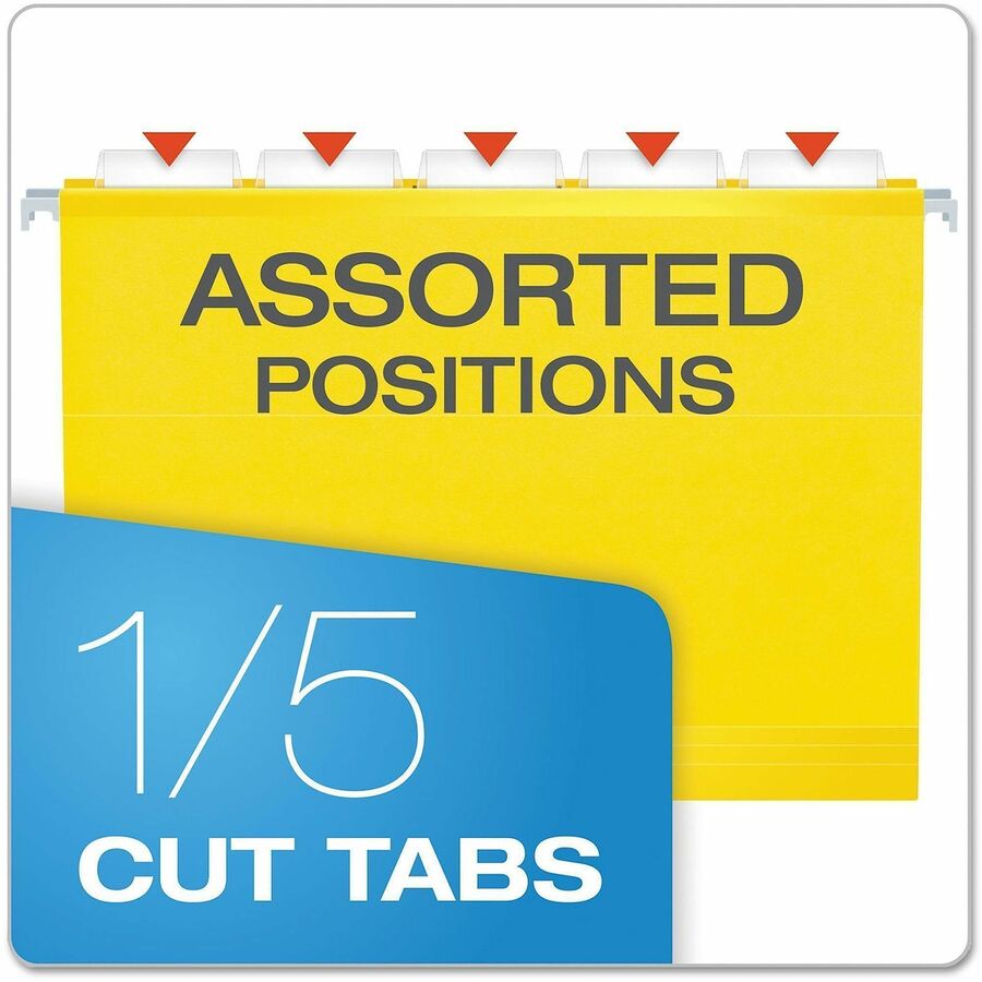 Pendaflex Letter Hanging Folder - 2" Folder Capacity - 8 1/2" x 11" - Folder - Pressboard - Yellow - Reinforced, Reinforced Gusset, Acid-free - 25 / Box