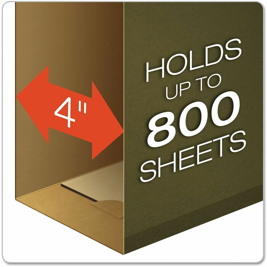Pendaflex Legal Recycled Hanging Folder - 4" Folder Capacity - 8 1/2" x 14" - 4" Expansion - Standard Green - Reinforced, Reinforced Gusset, Acid-free - 10% Recycled - 25 / Box