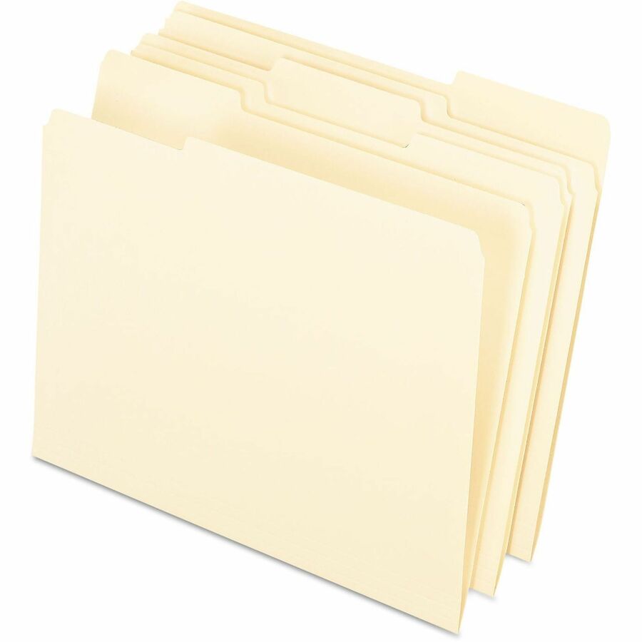 Pendaflex 1/3 Tab Cut Letter Hanging Folder - 8 1/2" x 11" - Top Tab Location - Assorted Tab Position - Manila - 100 / Box
