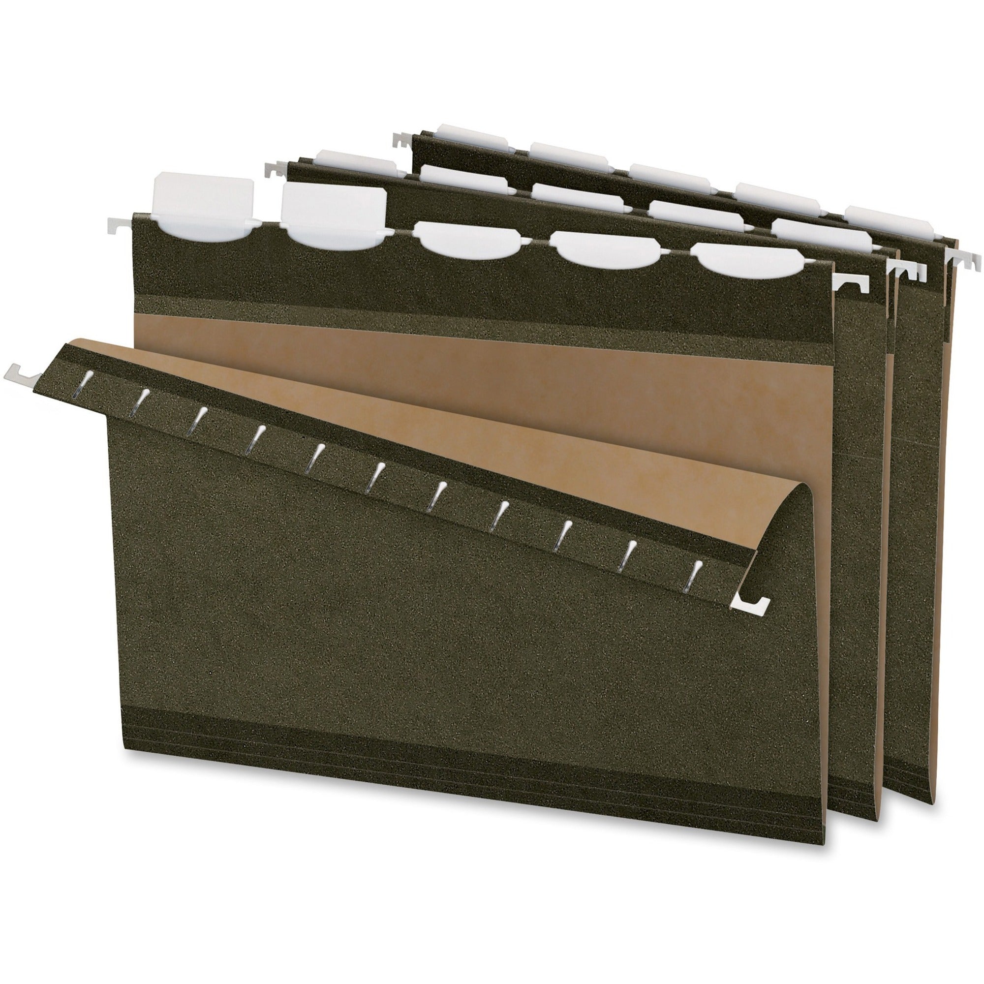 Pendaflex Ready-Tab 1/5 Tab Cut Letter Recycled Hanging Folder - 8 1/2" x 11" - Green - Reinforced - 10% Recycled - 25 / Box