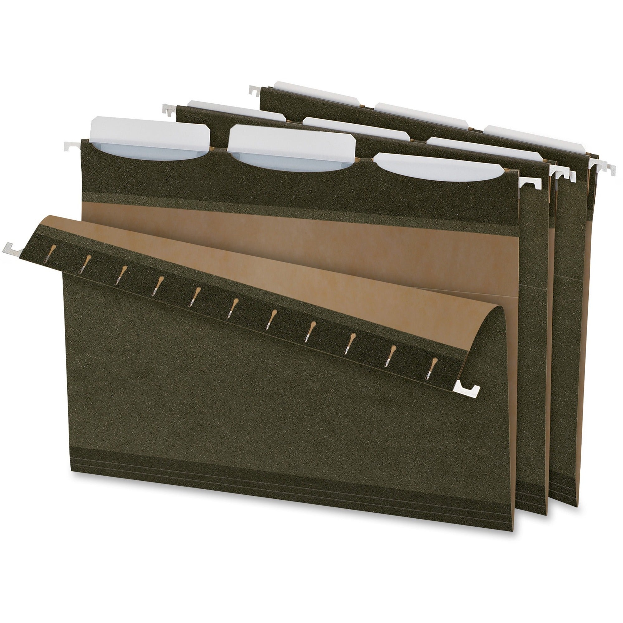 Pendaflex Ready-Tab 1/3 Tab Cut Letter Recycled Hanging Folder - 8 1/2" x 11" - Green - Reinforced - 10% Recycled - 25 / Box