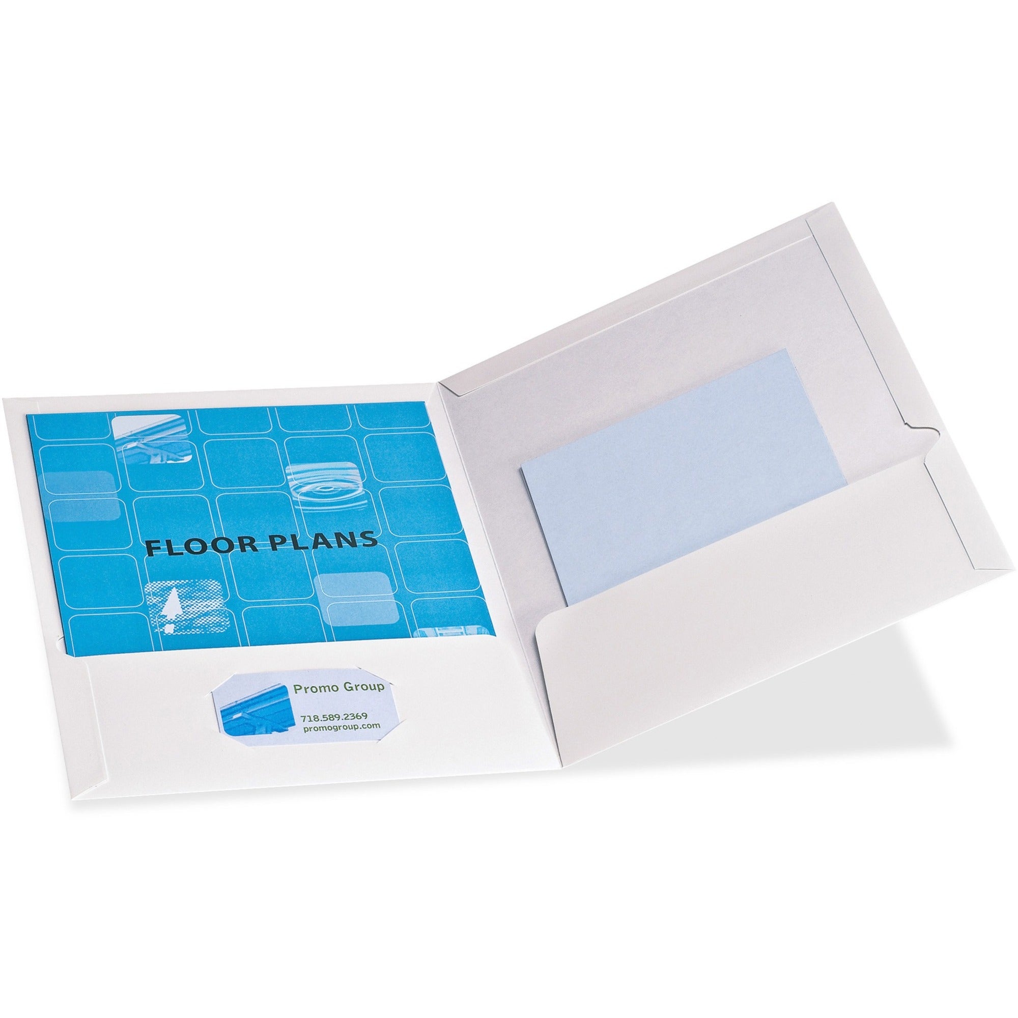 Oxford Showfolio Letter Pocket Folder - 8 1/2" x 11" - 100 Sheets Capacity - 2 Internal Pocket(s) - White - Laminated, High Gloss, Soil Resistant, Moisture Resistant, Die-cut, Twin Pocket - 25 / Box
