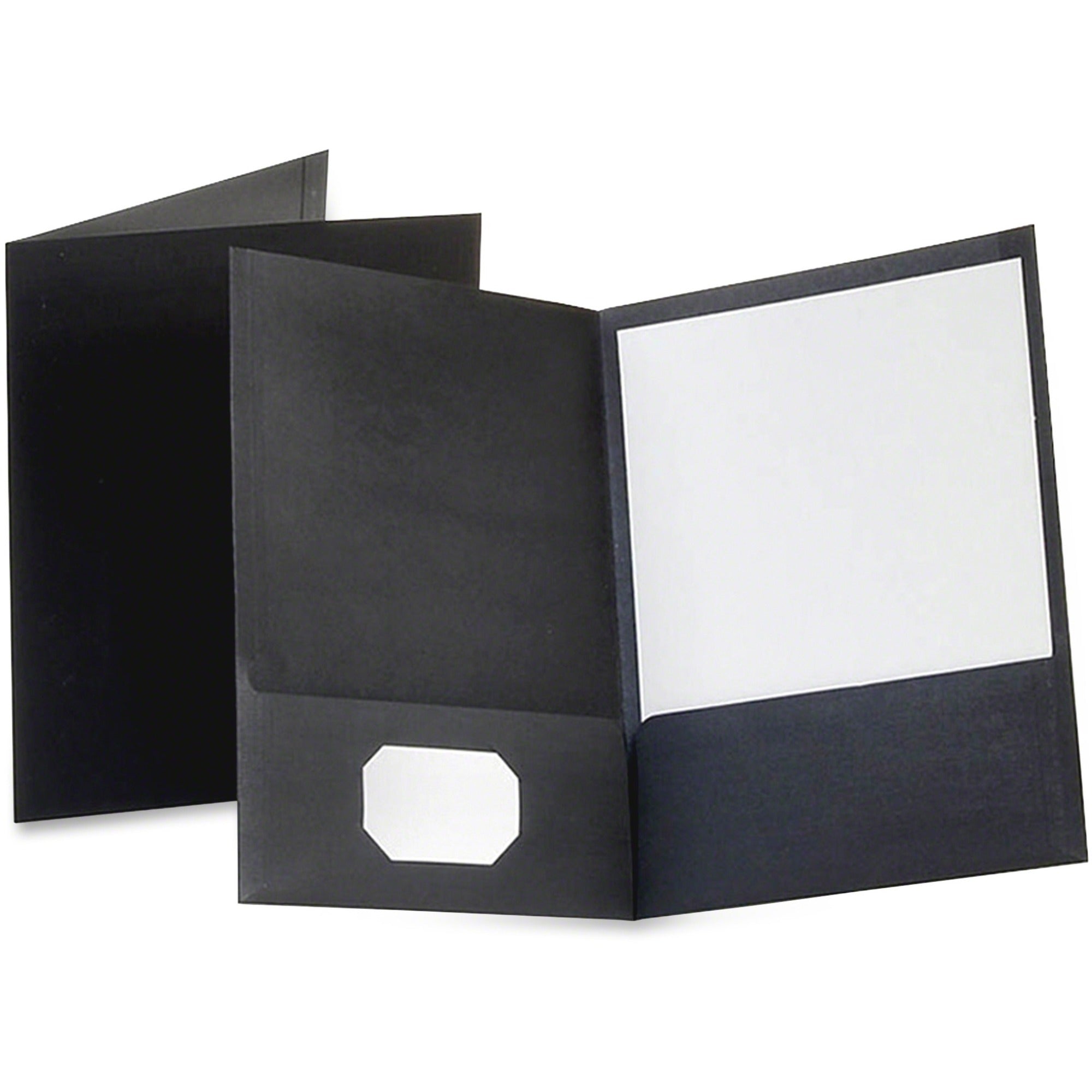 Oxford Letter Pocket Folder - 8 1/2" x 11" - 100 Sheets Capacity - 2 Pocket(s) - Black - 1 Each