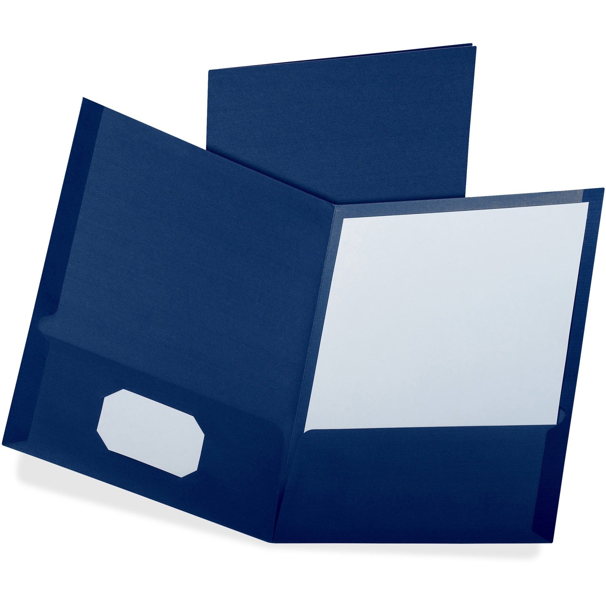 Oxford Letter Recycled Pocket Folder - 8 1/2" x 11" - 100 Sheets Capacity - 2 Pocket(s) - Navy Blue - Twin Pocket - 35% Recycled - 25 / Box