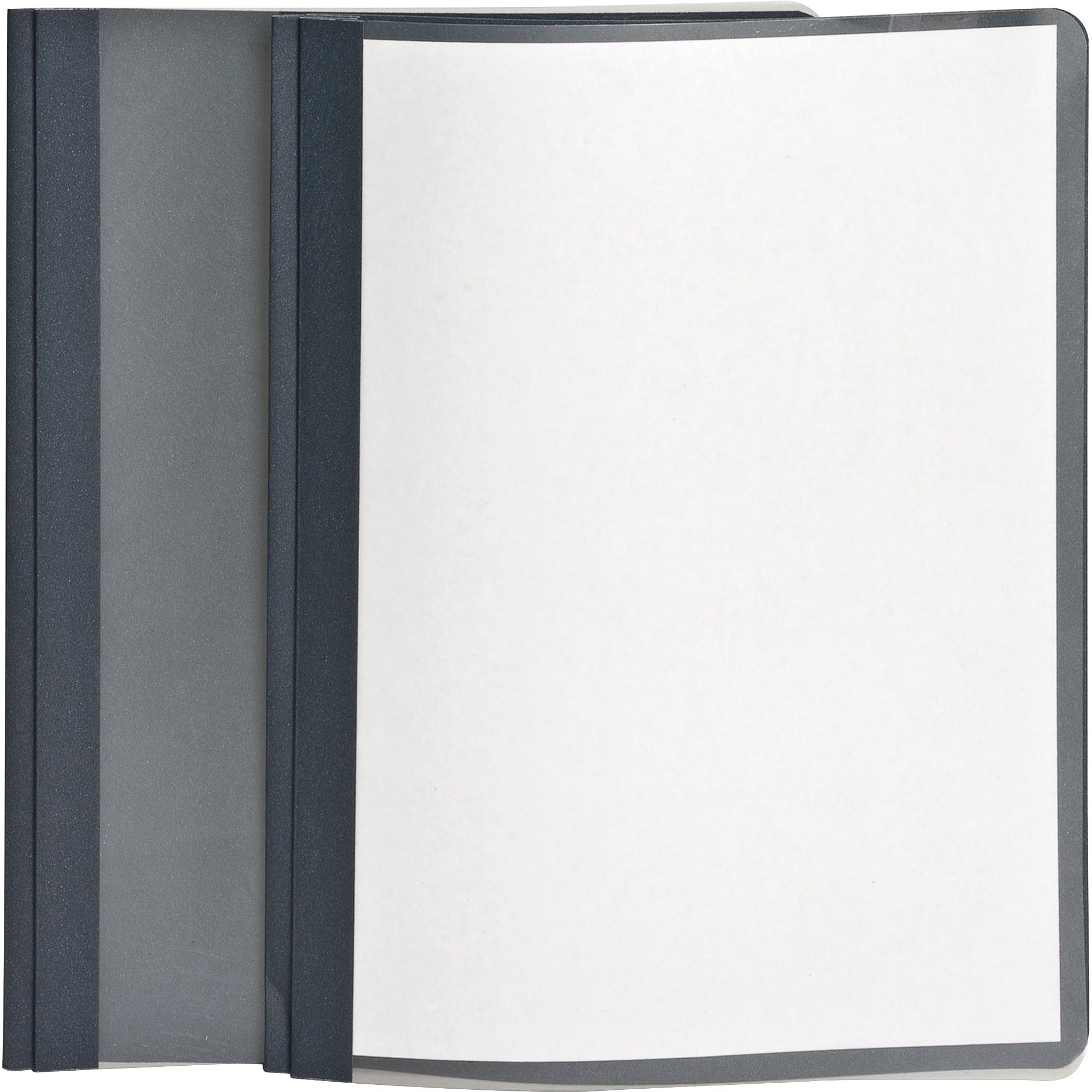 Oxford Letter Recycled Report Cover - 8 1/2" x 11" - 100 Sheets Capacity - 3 x Tang Fastener(s) - 1/2" for Folder - Leatherette - Dark Blue, Clear - 10% Recycled - 25 / Box