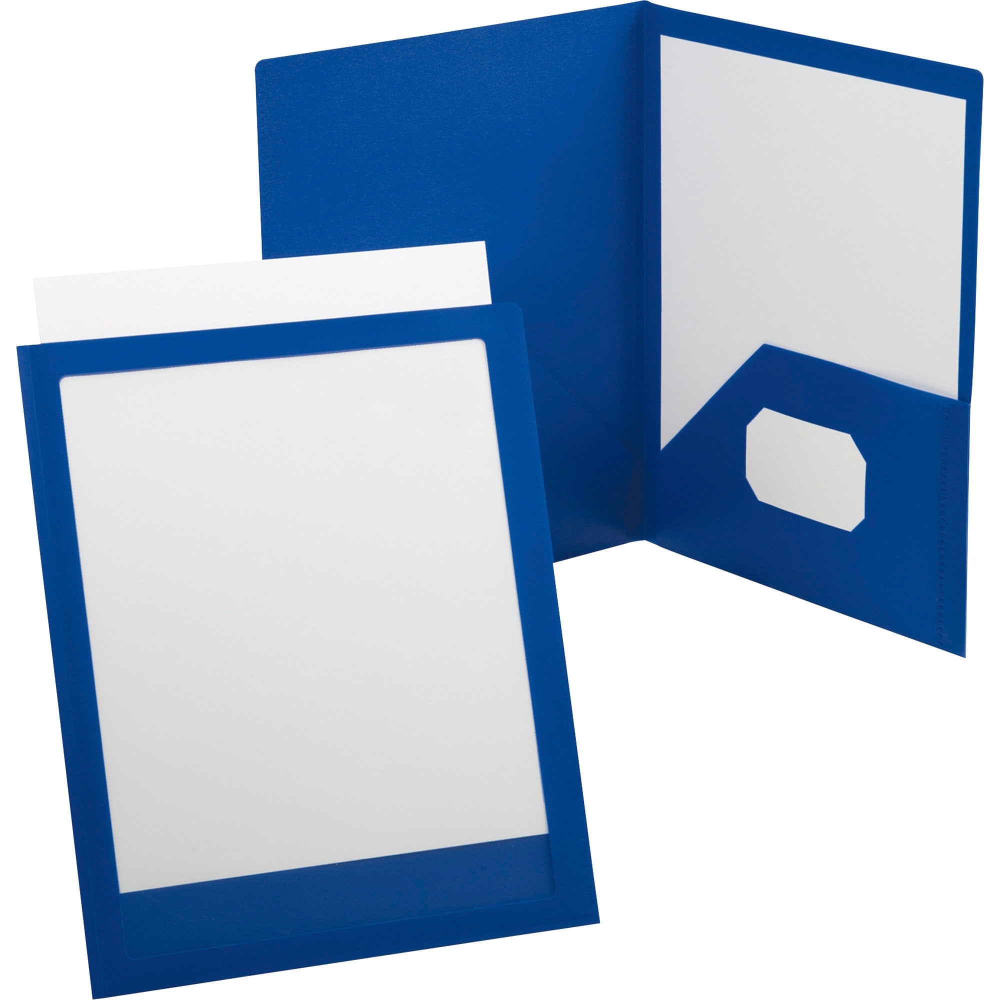 8 1/2" x 11" , 9 1/2" x 11 5/8" - 2 Pocket(s) - Polypropylene - Blue - Wear Resistant, Water Proof, Die-cut, Durable - 1 Each