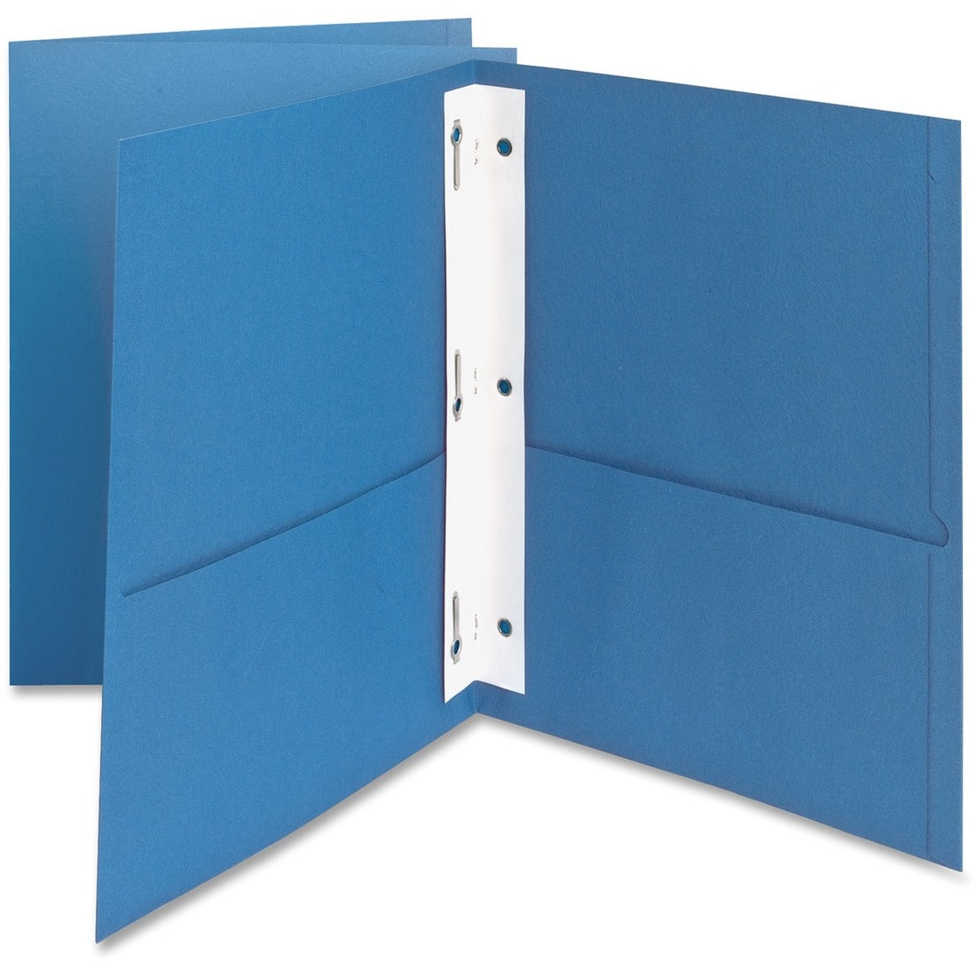 Oxford Letter Recycled Pocket Folder - 8 1/2" x 11" - 85 Sheets Capacity - 3 Fastener(s) - 1/2" for Folder - 2 Inside Front & Back Pocket(s) - Leatherette - Light Blue - Tear Resistant, Durable, Punched - 10% Recycled - 25 / Box