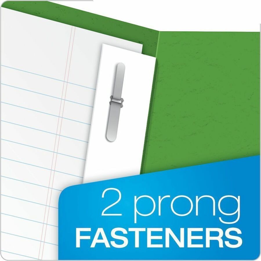 Oxford Letter Recycled Pocket Folder with Fastener, 8.5" x 11", 135 Sheet Capacity, 3 Prong Fasteners, 2 Pockets, Green, 10% Recycled, 25/Box