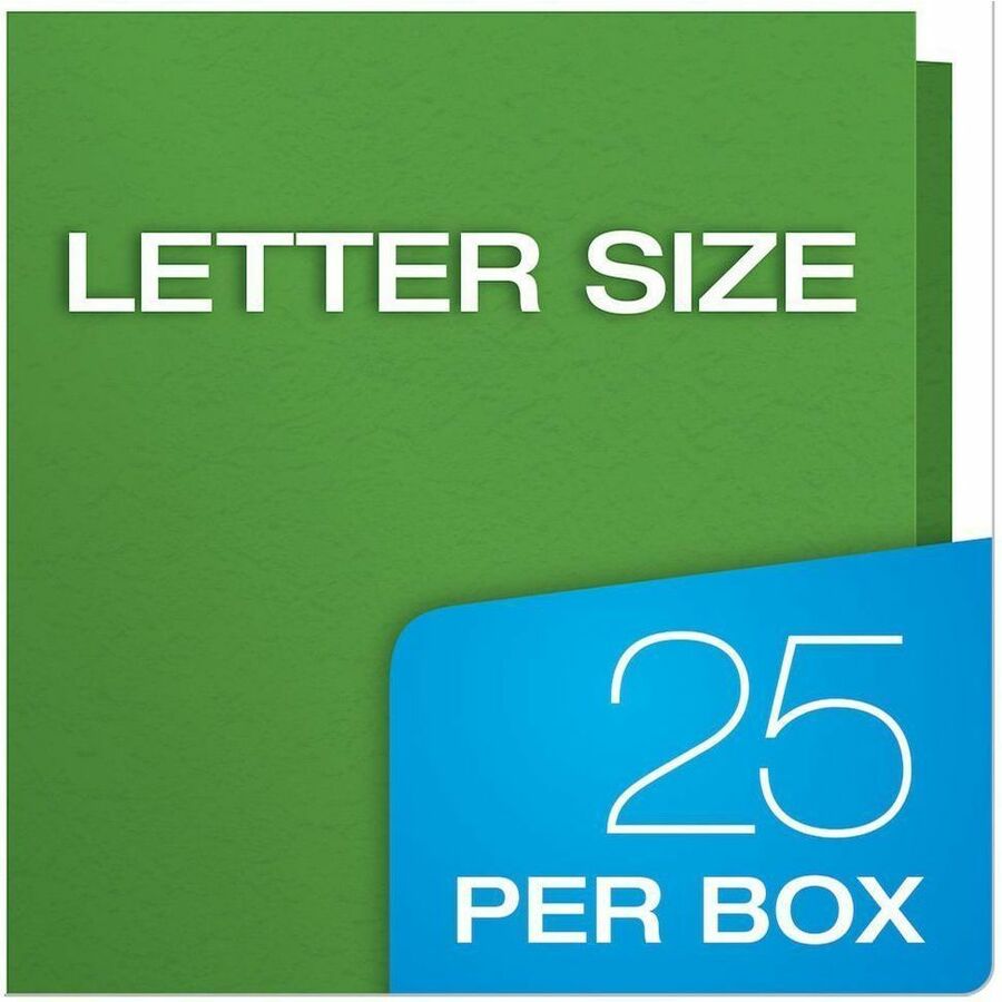 Oxford Letter Recycled Pocket Folder with Fastener, 8.5" x 11", 135 Sheet Capacity, 3 Prong Fasteners, 2 Pockets, Green, 10% Recycled, 25/Box